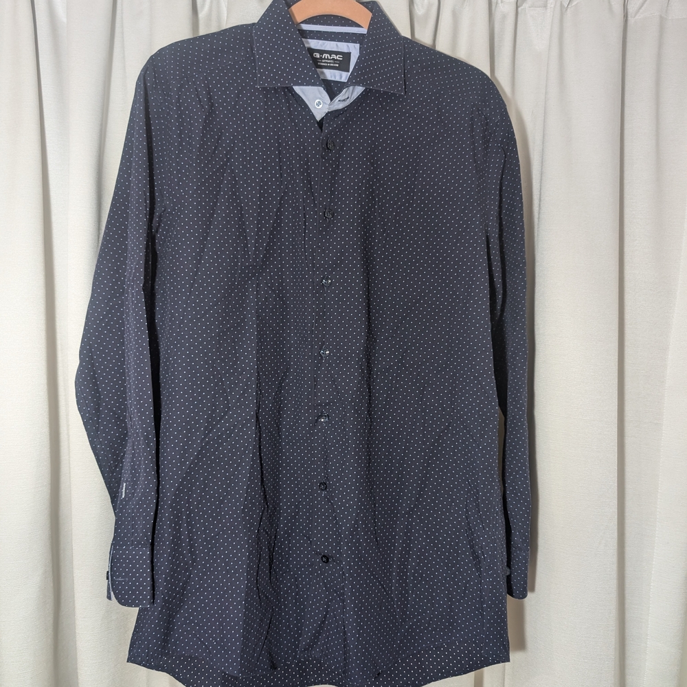 Men's Navy Polka Dot Dress Shirt